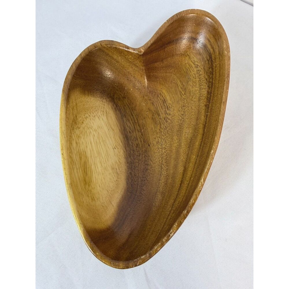 Heart Shaped Natural Wood Grain Handmade Genuine Monkey Pod Trinket Jewelry